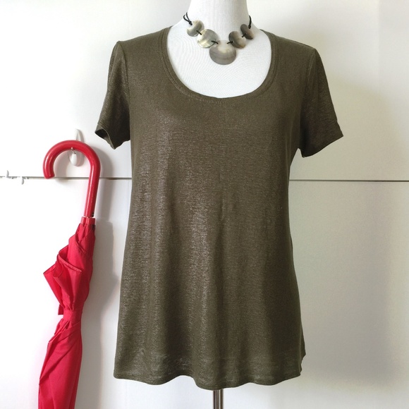 Eileen Fisher Tops - Eileen Fisher Shimmering Linen Jersey Tee Sz M